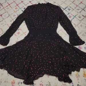 All Saints Black Star Print Textured Dress